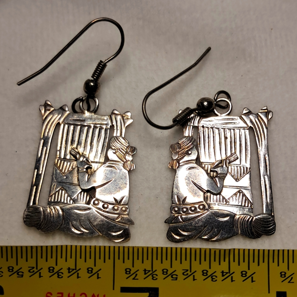 Sterling Navajo Weaver Earrings